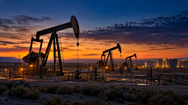 Crude oil production at sunset