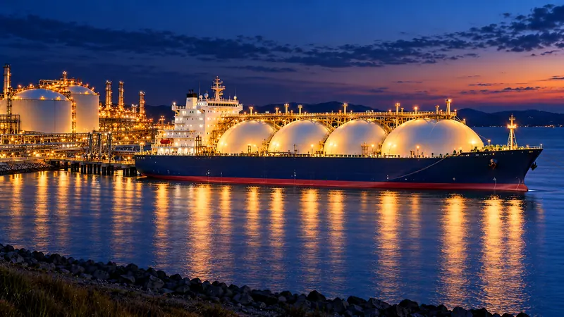 LNG terminal at dusk