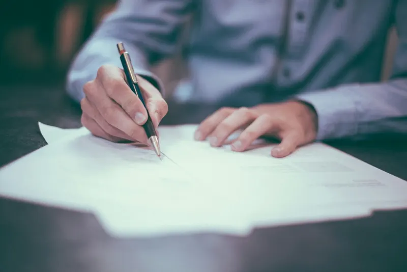Signing a business document